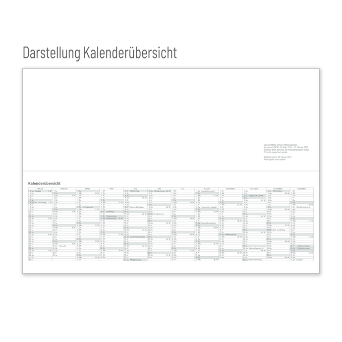 Tischquerkalender Business-Premium Softcover blue