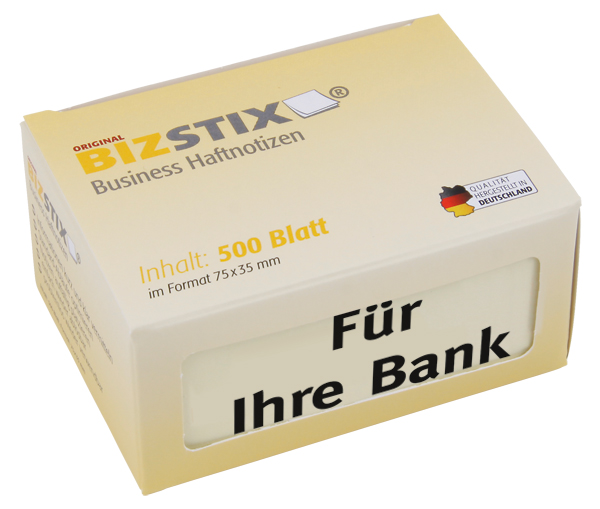 BIZSTIX® Business Haftnotizen "Für Ihre Bank"