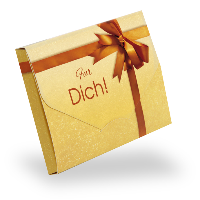 Gutscheinkarte Cute Case "golden surprise" individuell