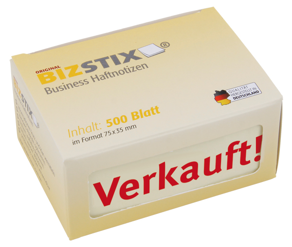 BIZSTIX® Business Haftnotizen "Verkauft!"