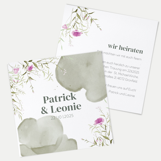Postkarte Quadrat - Aquarell "Wildflower Garden" - PQ-24001-A-08