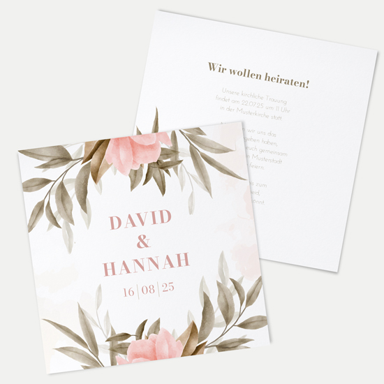 Postkarte Quadrat 148 x 148 mm - Floral "Rose Leaf" - PQ-24001-F-08
