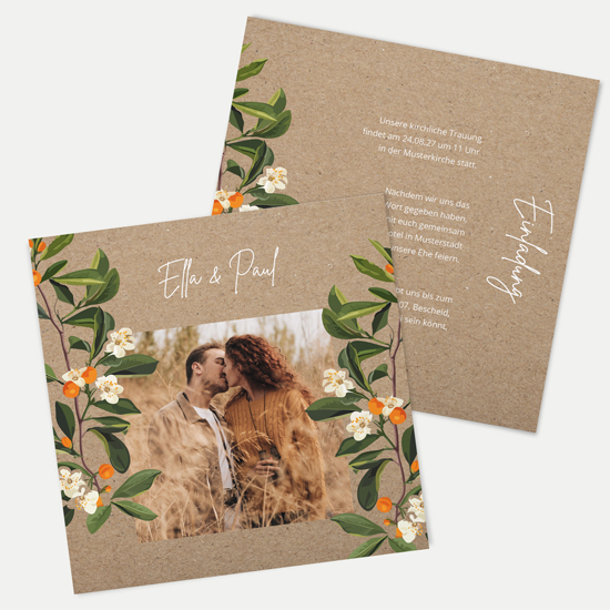 Postkarte Quadrat 148 x 148 mm - Greenery "orange craft" - PQ-24001-G-04