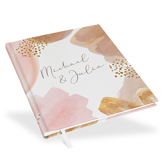 Erinnerungsbuch Hochzeit - Aquarell "Golden Blush" - EBH-25001-A-10