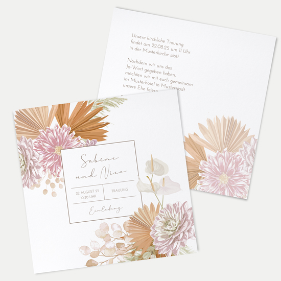 Postkarte Quadrat 148 x 148 mm - Floral "Terracotta Blossom" - PQ-24001-F-04