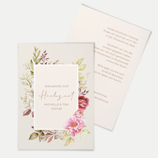 Postkarte DIN A6 im Hochformat - Floral "Peony Bloom" - PKH-24001-F-02