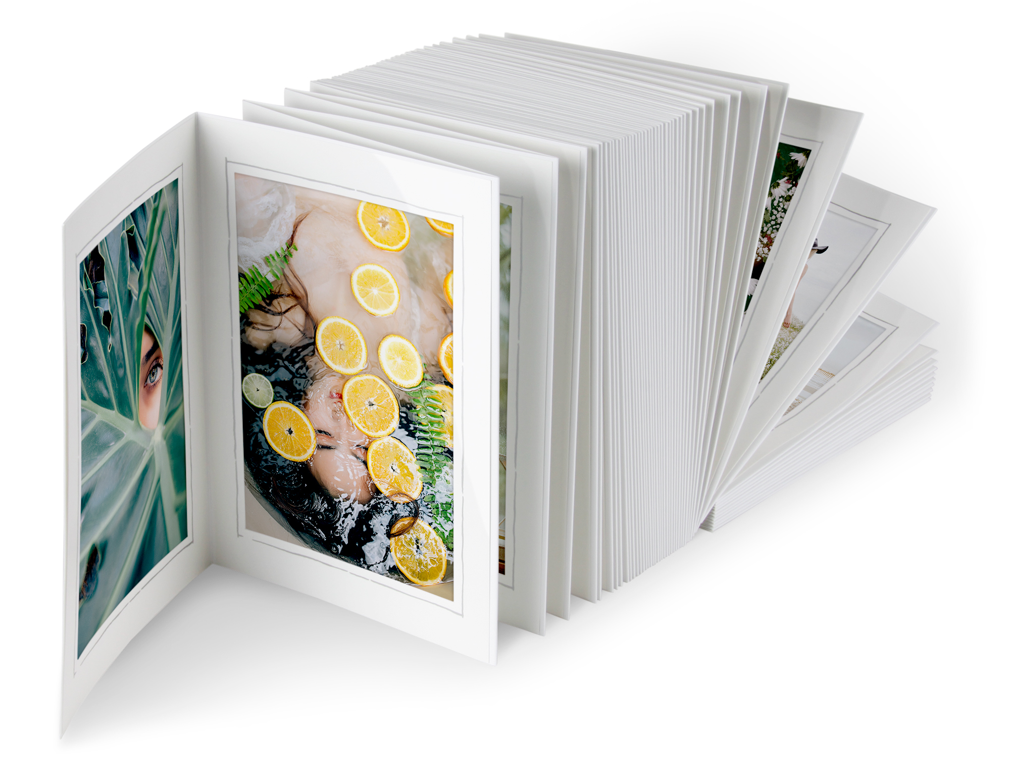 Endlosleporello CX Weiß / Chromolux Weiß "Neue Linie Silber" für Bilder 15 x 20 cm - CX-20428-R