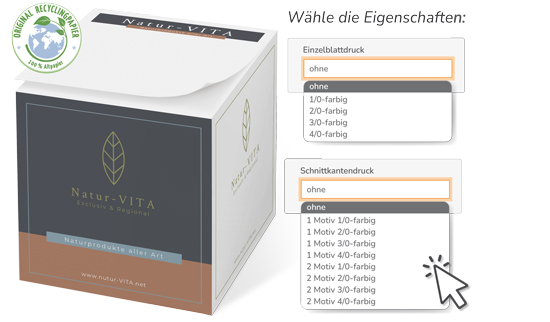 Notiz-Zettelklotz 10 x 10 x 10 cm Recycling Siebdruck mit Varianten - 1018100011-RECY