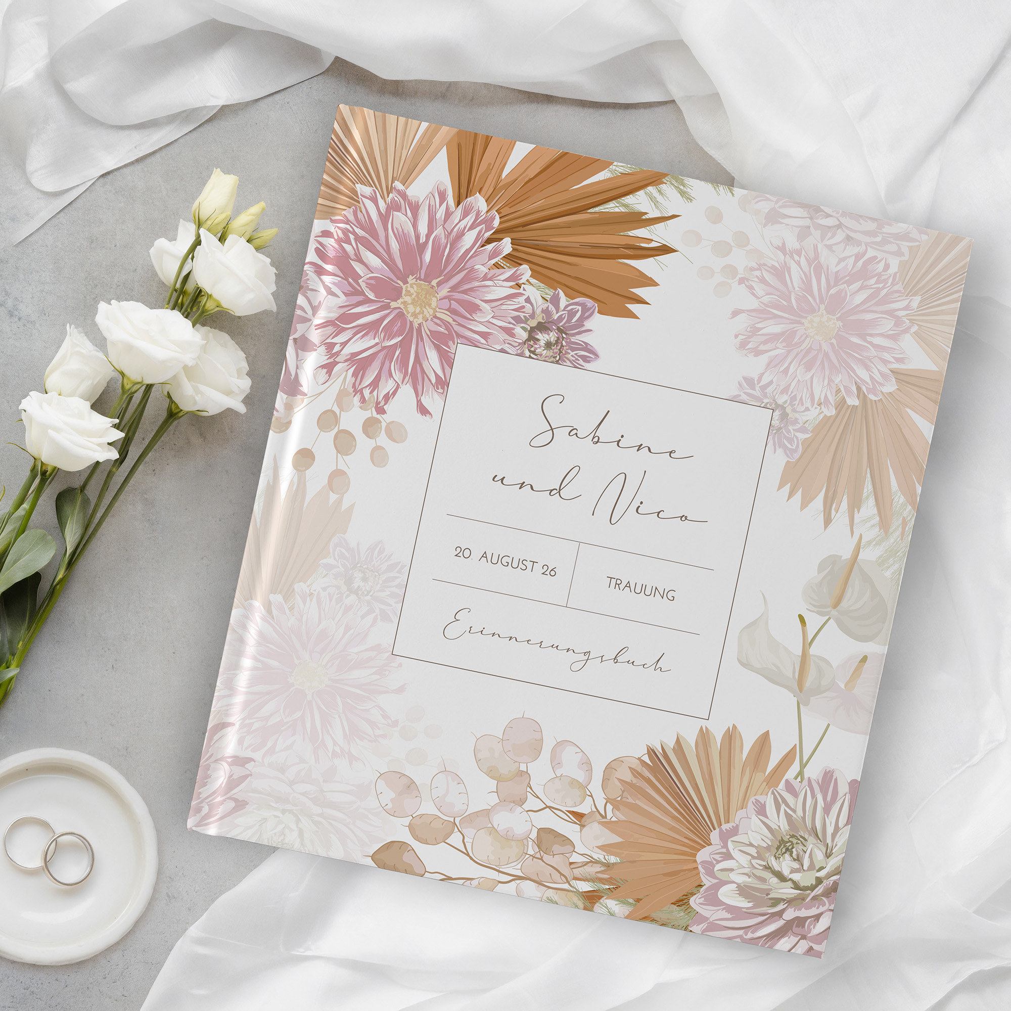 Erinnerungsbuch Hochzeit - Floral "Terracotta Blossom"