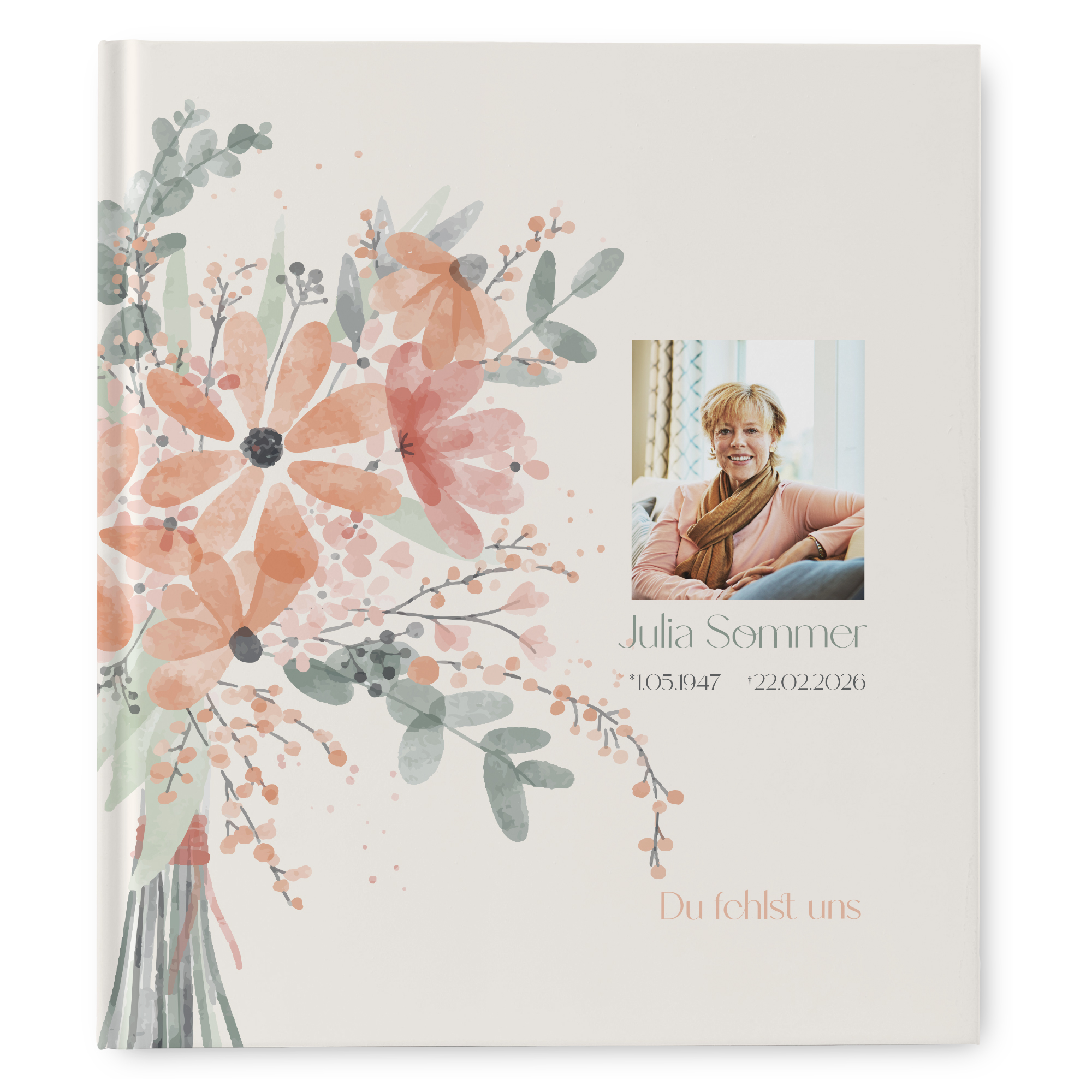 Kondolenzbuch - Floral "terracotta bloom"