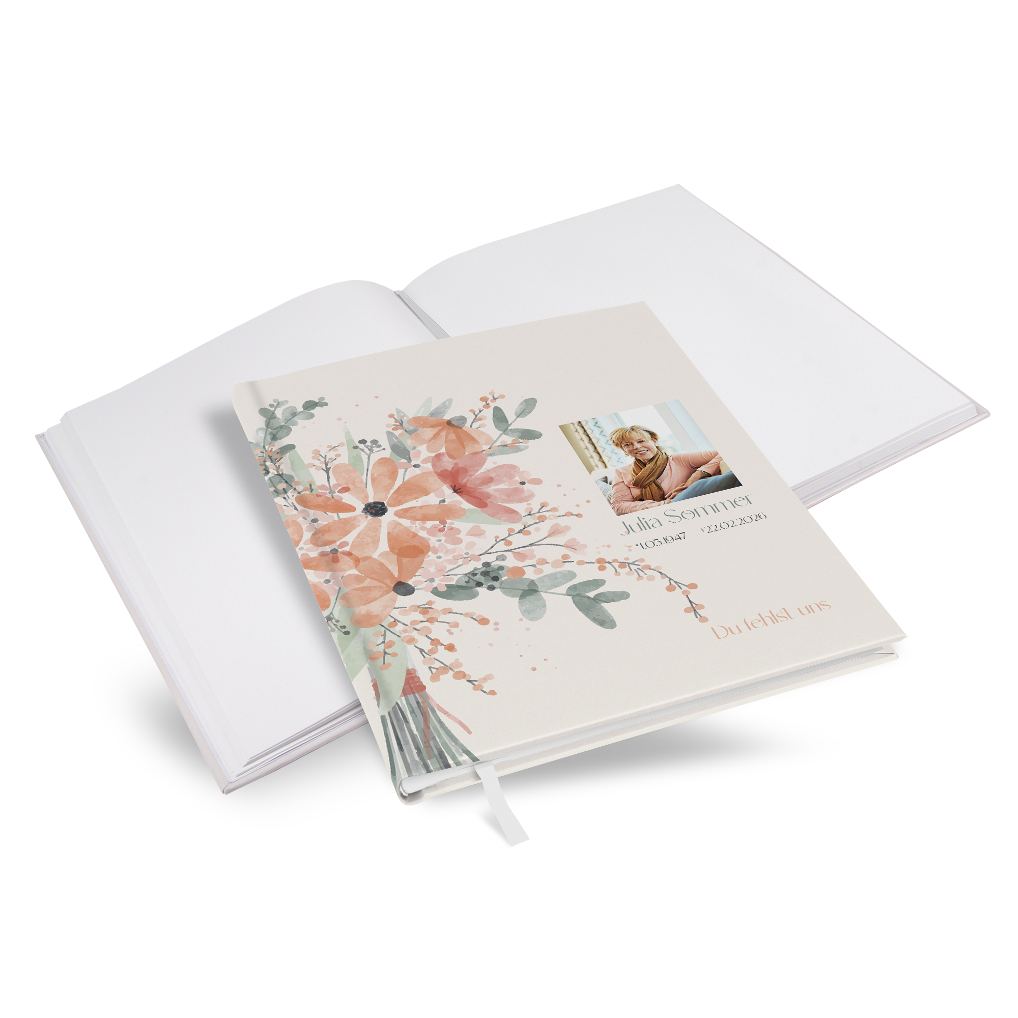Kondolenzbuch - Floral "terracotta bloom" - KB-25001-A-04
