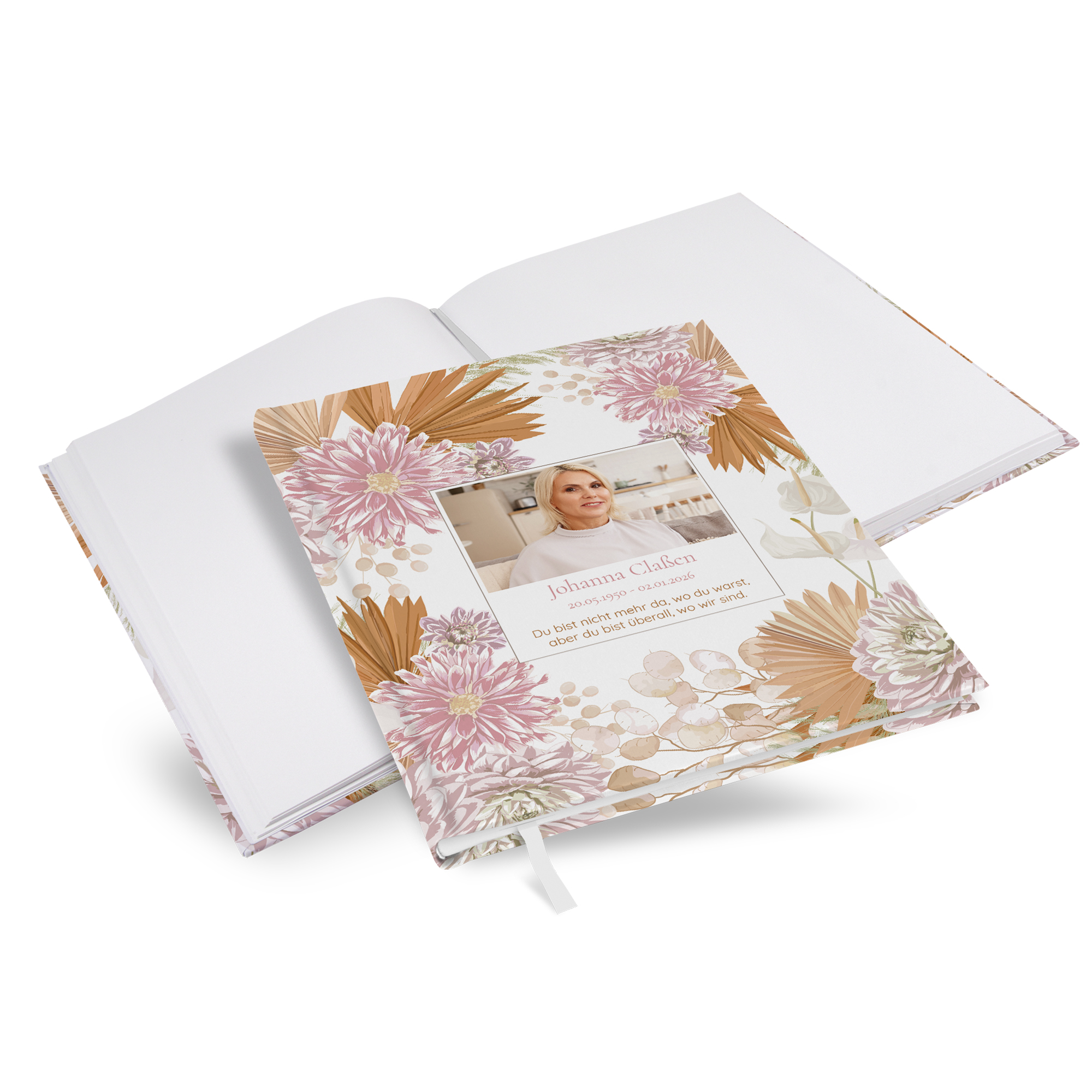 Kondolenzbuch - Floral "Terracotta Blossom" - KB-25001-F-04