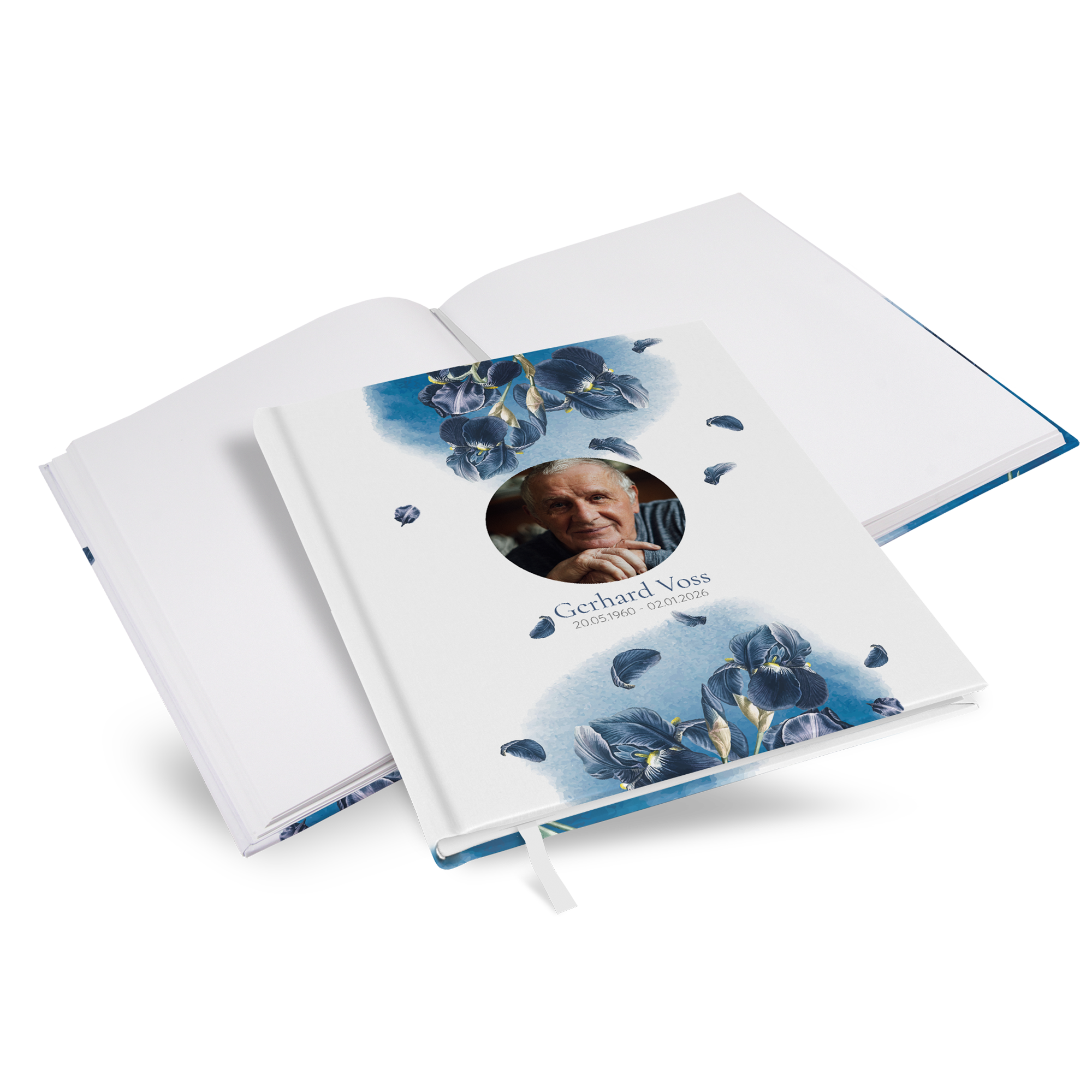 Kondolenzbuch - blue petal - KB-25001-F-06