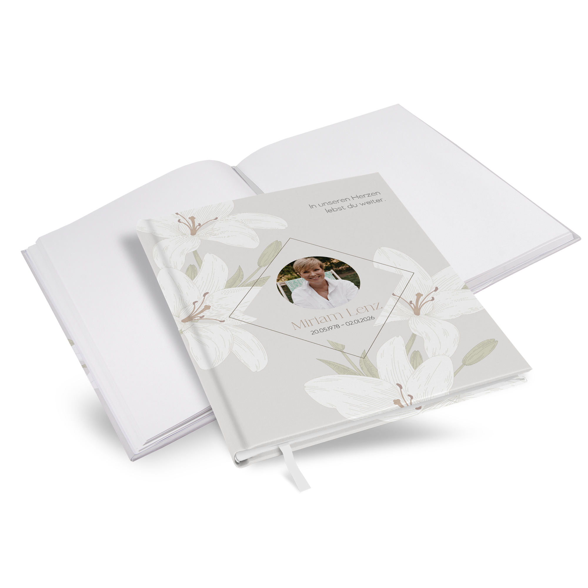 Kondolenzbuch - Floral "white lily"