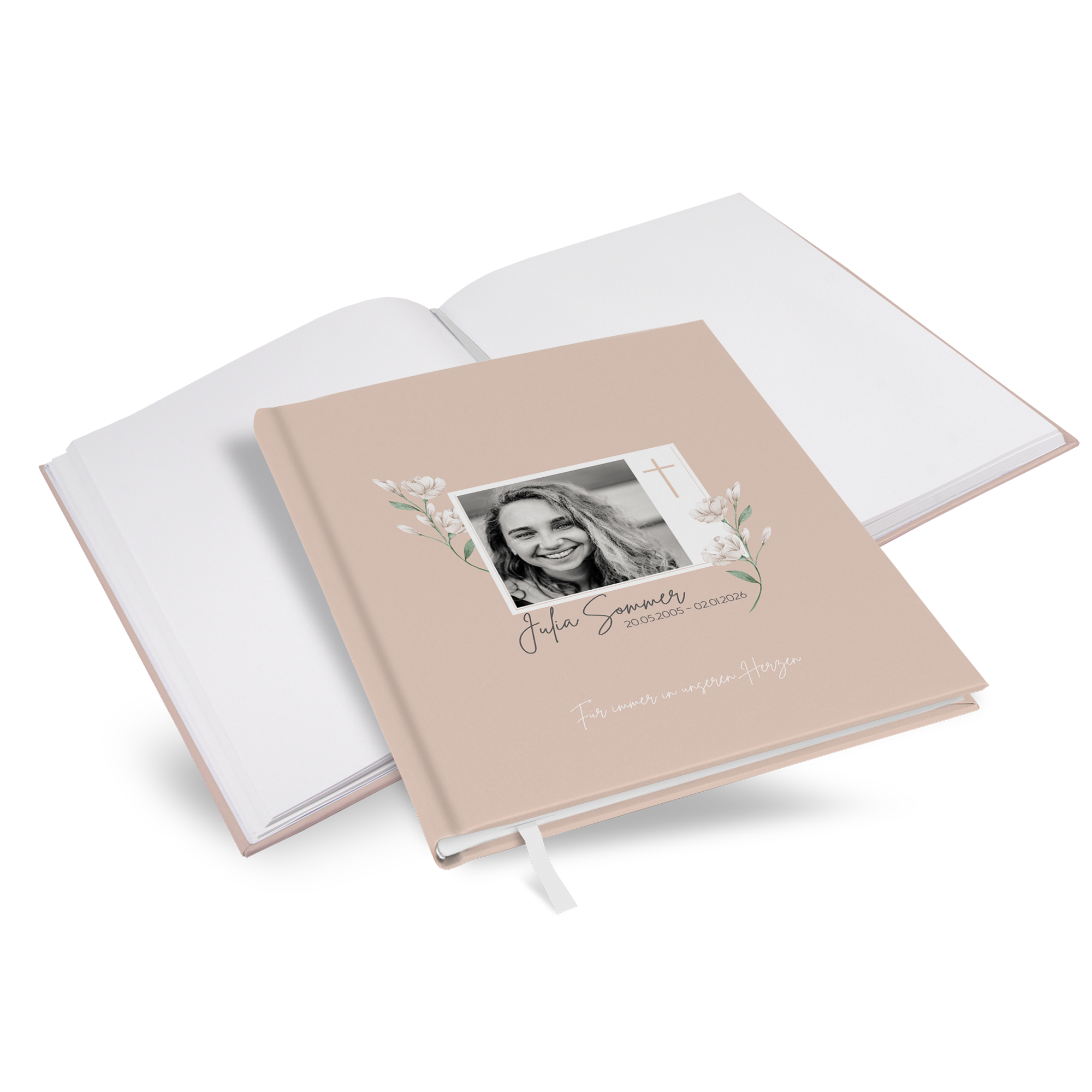 Kondolenzbuch - Floral "neutral florals" - KB-25001-F-09