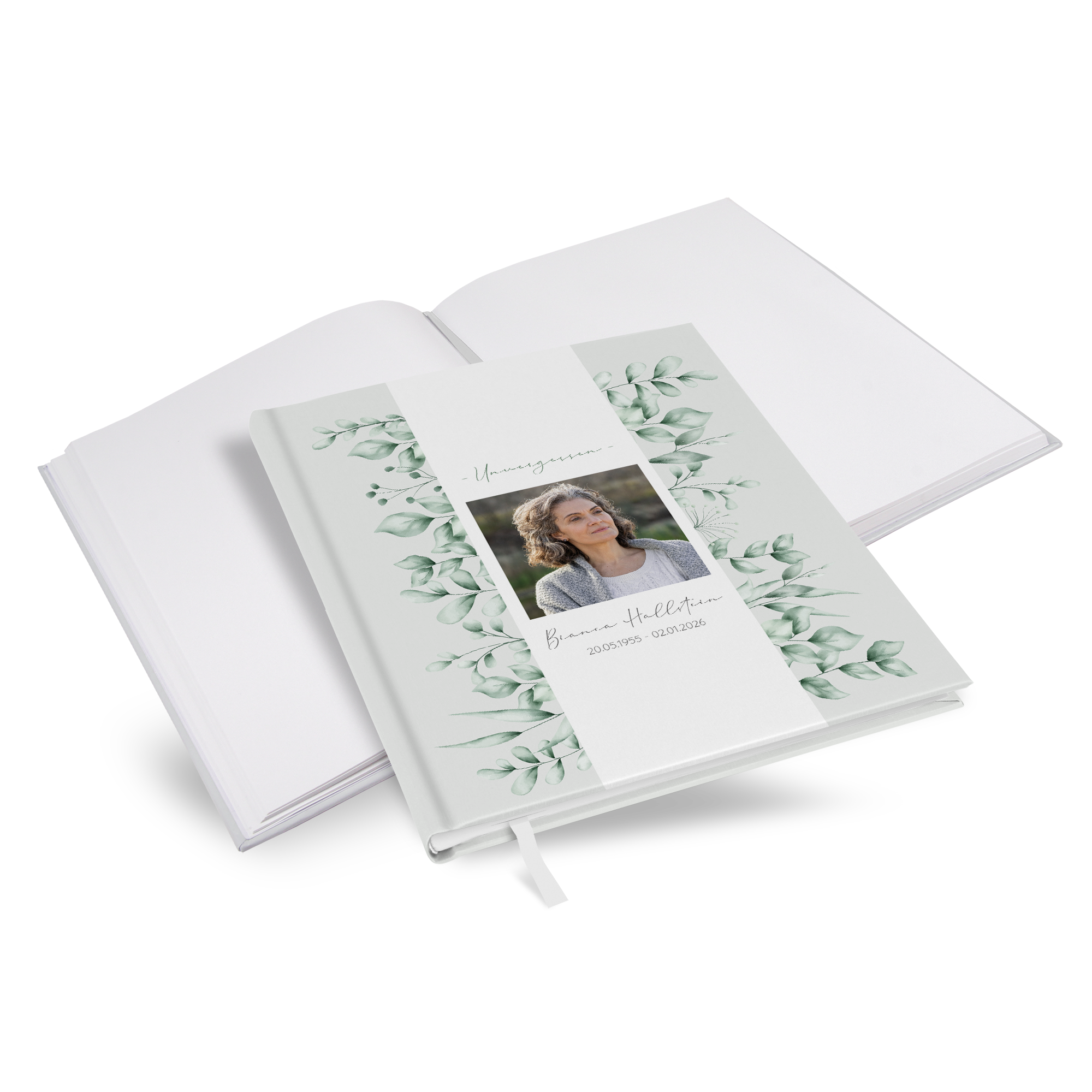 Kondolenzbuch - Greenery "evergreen mint" - KB-25001-G-04