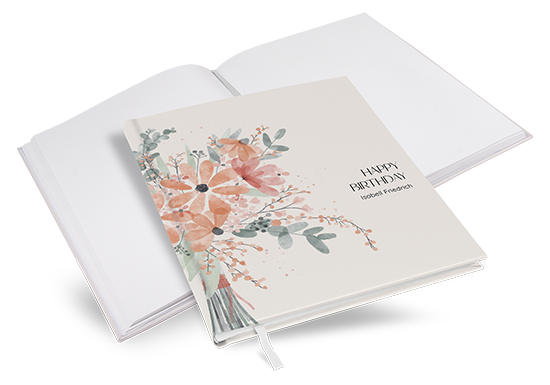 Gästebuch Geburtstag - Aquarell - "terracotta bloom" - GBG-25001-A-04