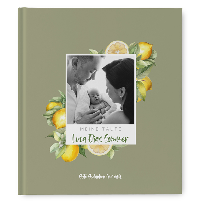 Gästebuch Taufe - Aquarell - "Olive & Lemon"