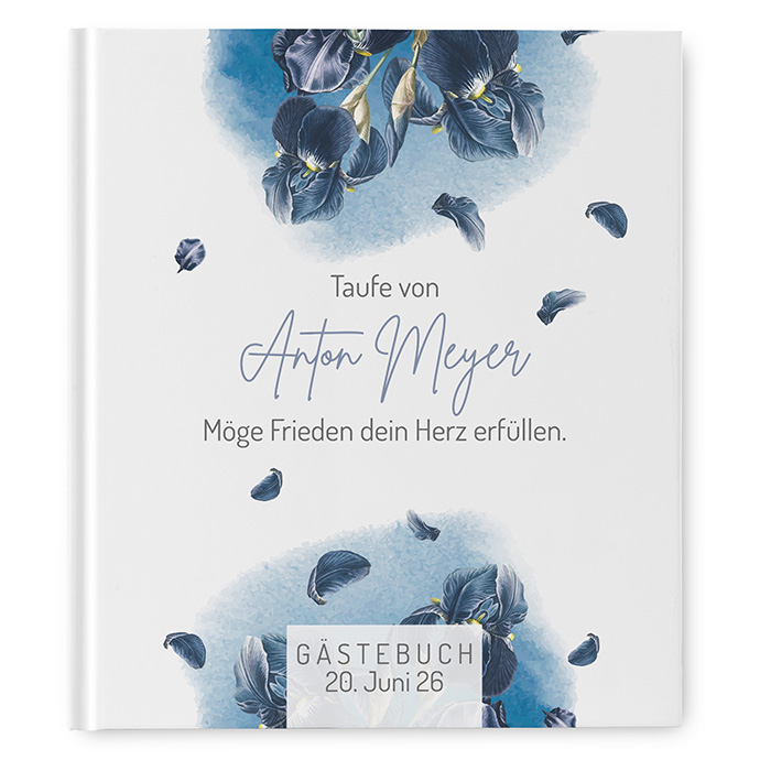 Gästebuch Taufe - Floral "Blue Petal"