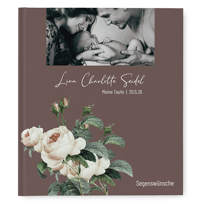Gästebuch Taufe - Floral "Antique Rose"
