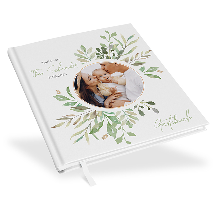 Gästebuch Taufe - Greenery "eucalyptus crown"