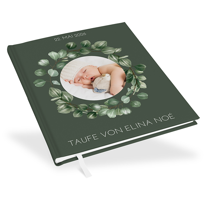 Gästebuch Taufe - Greenery "Tropical Frame"