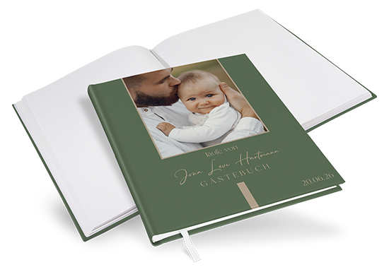 Gästebuch Taufe - Minimalistisch "Simply Green" - GBT-25001-M-12