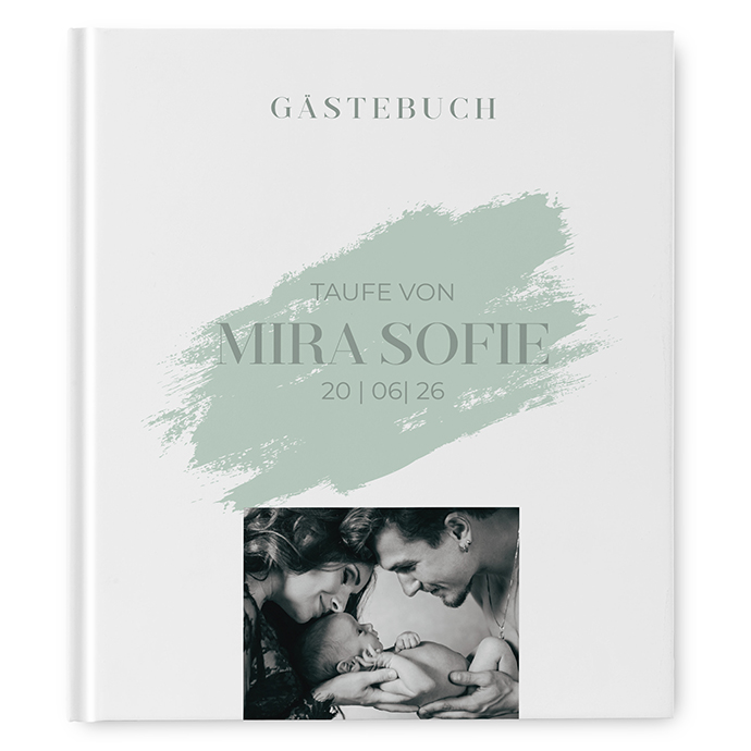 Gästebuch Taufe - Minimalistisch "Mint Brush"