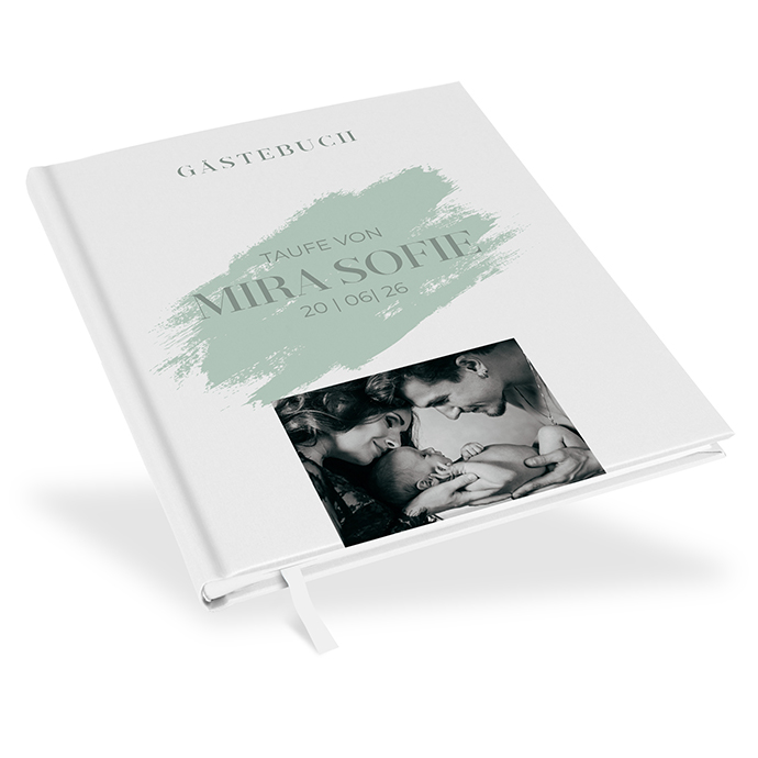 Gästebuch Taufe - Minimalistisch "Mint Brush"